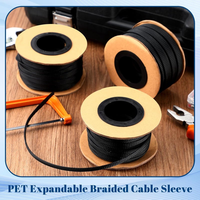 Pangda 300 Feet 1/4 Inch Wire Loom PET Expandable Braided Sleeving Braided Sleeve for TV, Computer, Home Theater (Black) - Image 5